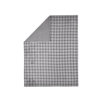 LIVARNO® Kuscheldecke mit Teddyfleece (Karo/grau) - B-Ware neuwertig