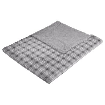 LIVARNO® Kuscheldecke mit Teddyfleece (Karo/grau) - B-Ware neuwertig