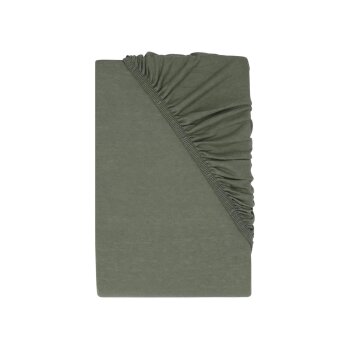 LIVARNO® Jersey-Spannbettlaken mit Leinen, 90-100 x 200 cm, grün - B-Ware neuwertig