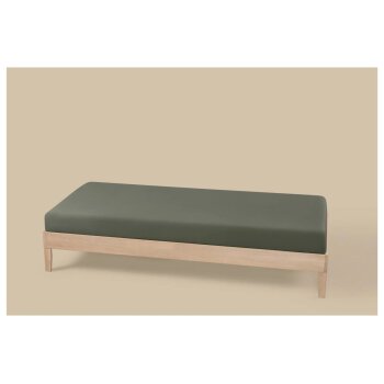LIVARNO® Jersey-Spannbettlaken mit Leinen, 90-100 x 200 cm, grün - B-Ware neuwertig