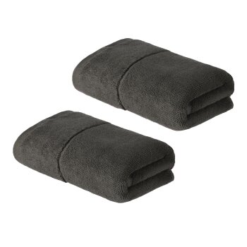 LIVARNO home 2er Set Frottier-Handtücher, aus nachhaltigem Baumwollanbau, dunkelgrau - B-Ware neuwertig