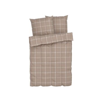 LIVARNO home Bettwäsche, aus Feinbiber, 200 x 220 cm, Karo/braun - B-Ware sehr gut