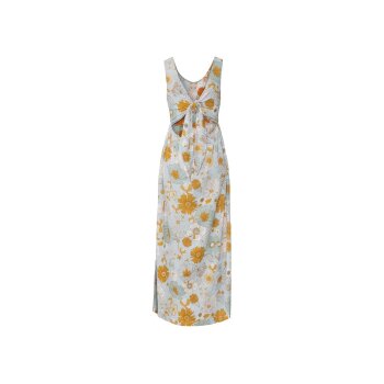 esmara® Damen-Maxikleid, mit Gummizug in der Taille, XS, Blumen/blau - B-Ware gut