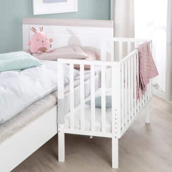 roba safe asleep® Beistellbett, 2in1 mit Barriere, holz/weiß - B-Ware Transportschaden Kosmetisch