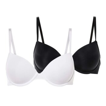 esmara® Damen-Bügel-BHs, 2-Stück, mit verstellbaren Trägern, 85C, schwarz/weiß - B-Ware neuwertig