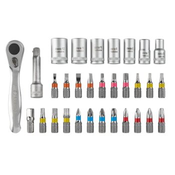 PARKSIDE® Ratschen-Bit- und Steckschlüssel-Set / Bit-Set / Ratschen-Schraubendreher-Bit- und Steckschlüssel-Set (Ratschen Bit Set 31-tlg.) - B-Ware neuwertig