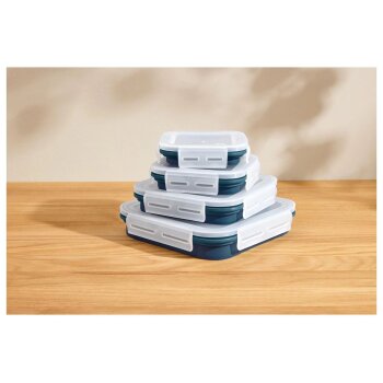SILVERCREST® Frischhaltedosen-Sets mit Klickverschluss Silikon (Quadrat 4tlg.) - B-Ware sehr gut