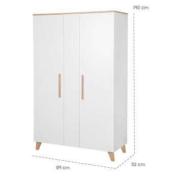 roba Kleiderschrank Leon, 2,5-türig, Weiß / Othello Eiche - B-Ware neuwertig