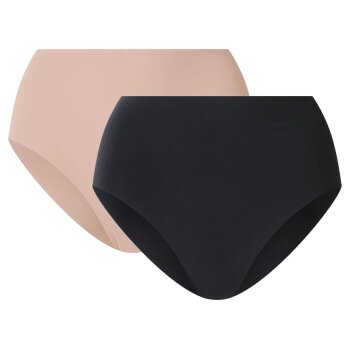 esmara® Lasercut-Bauchwegslips, 2 Stück, L, schwarz/beige - B-Ware neuwertig