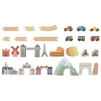 lupilu® Holzeisenbahn-Set, Europareise - B-Ware neuwertig