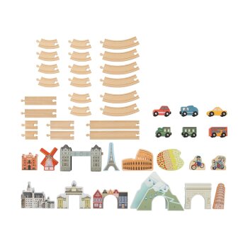 lupilu® Holzeisenbahn-Set, Europareise - B-Ware neuwertig