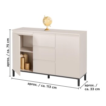 LIVARNO® Kommode mit 2 Türen und 3 Schubladen, Kaschmirgrau - B-Ware neuwertig