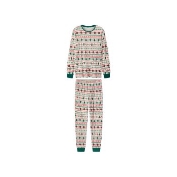 ESMARA MEN Herren Pyjama (Muster/weiß, L (52/54)) -...