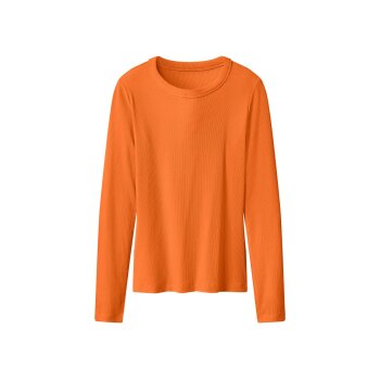 esmara® Damen Gerippte Langarmshirts, 2 Stück (dunkelbraun/orange, L(44/46)) - B-Ware sehr gut