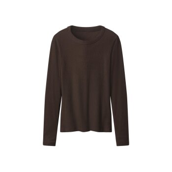 esmara® Damen Gerippte Langarmshirts, 2 Stück (dunkelbraun/orange, L(44/46)) - B-Ware sehr gut