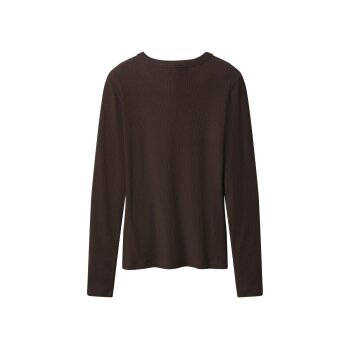 esmara® Damen Gerippte Langarmshirts, 2 Stück (dunkelbraun/orange, L(44/46)) - B-Ware sehr gut