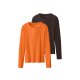esmara® Damen Gerippte Langarmshirts, 2 Stück (dunkelbraun/orange, L(44/46)) - B-Ware sehr gut