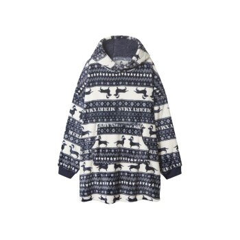Damen/Herren Plüsch-Hoodie (navy/weiß, S/M) -...
