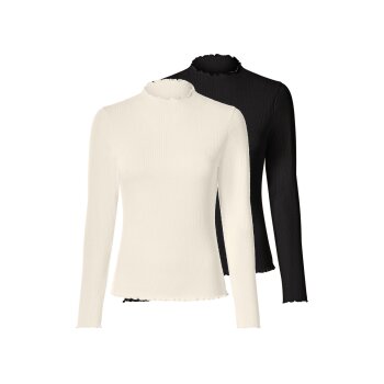 esmara® Damen Langarmshirt, 2 Stück, M (40/42), schwarz/weiß - B-Ware sehr gut