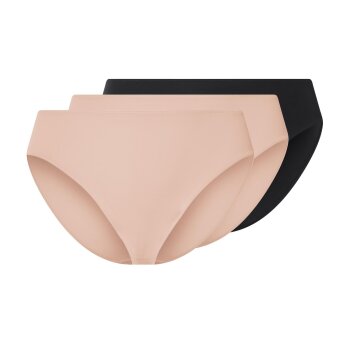 esmara® Damen Slips, 3 Stück (schwarz/beige, XL(48/50)) - B-Ware sehr gut
