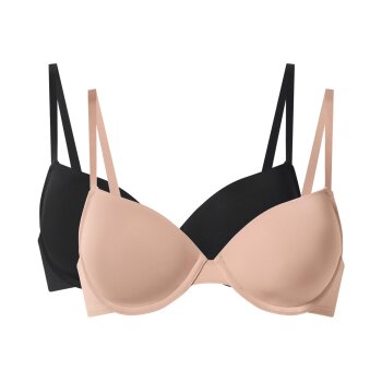 ESMARA® Damen Bügel BH gepaddet, 2 Stück (schwarz/beige, 85C) - B-Ware sehr gut