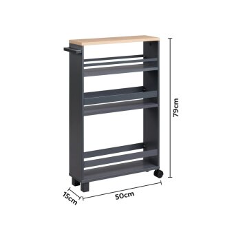 LIVARNO® Küchen-Nischenwagen, mit Rollen (Grau) - B-Ware sehr gut