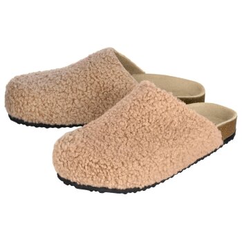 esmara® Damen-Plüsch-Clogs, 37, beige - B-Ware neuwertig