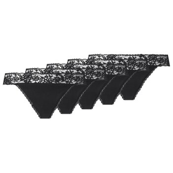 esmara® Damen-Strings, mit Spitze, 5 Stück, S, schwarz - B-Ware neuwertig