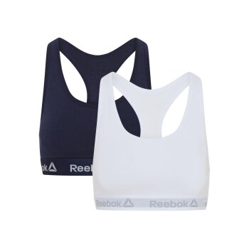 Reebok 2er Set Damen-Sport-BHs, S, marineblau/weiß...