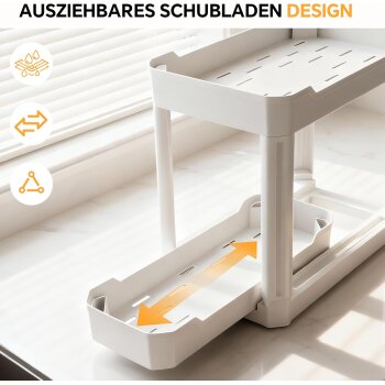 Ribelli 2er Set Küchenorganizer, mit Ausziehbarer Schublade, 40 x 22 x 33.8 cm, weiß - B-Ware gut