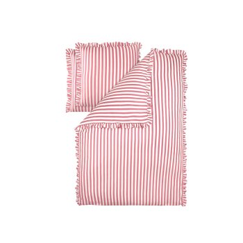 LIVARNO® Bettwäsche, aus Mikrofaser Satin, 200 x 220 cm, Streifen/rosa - B-Ware neuwertig