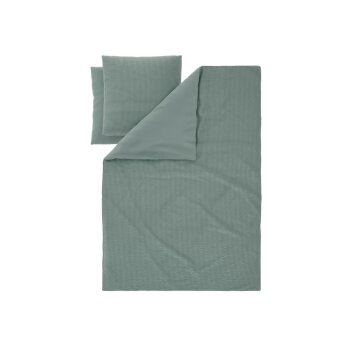 LIVARNO® Bettwäsche, aus Mikrofaser-Seersucker, 200 x 220 cm, grün - B-Ware neuwertig