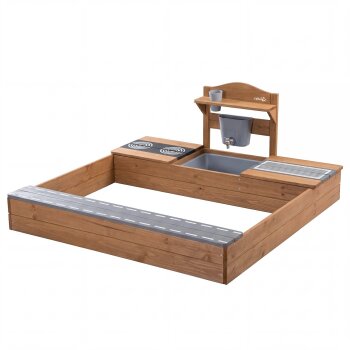 roba Sandkasten mit Matschküche, Massivholz, Teak -...