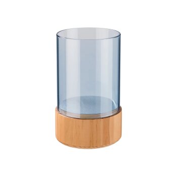 LIVARNO HOME Glas-Windlicht, mit Holzsockel (Blau) - B-Ware gut