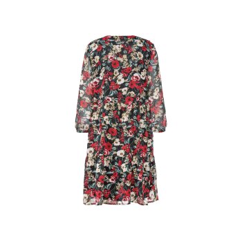 esmara® Damen-Chiffonkleid, mit Rüschenbesatz, 40, schwarz/rot - B-Ware neuwertig