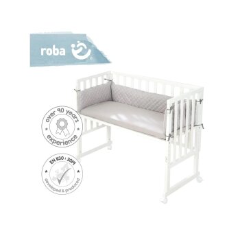 roba Stuben- & Beistellbett 3in1 mit Barriere, grau weiß - B-Ware