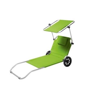 CRIVIT® Strand- und Transportliege, verstellbare Rückenlehne, klappbar, mit Kopfpolster (grün) - B-Ware neuwertig