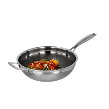 SILVERCREST® Premium-Edelstahl-Wok mit Wabenstruktur, Ø 28 cm - B-Ware neuwertig