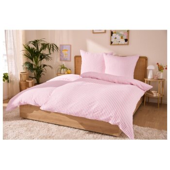 LIVARNO® Seersucker-Bettwäsche, 140 x 200 cm, 70 x 90 cm, Streifen - B-Ware neuwertig