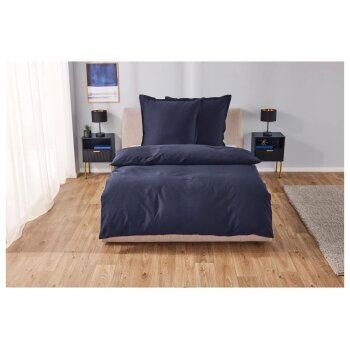LIVARNO home Lyocell-Satin-Bettwäsche, 200 x 220 cm, dunkelblau - B-Ware neuwertig
