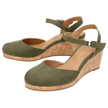 esmara® Damen-Keilsandalen, 38, olive - B-Ware sehr gut