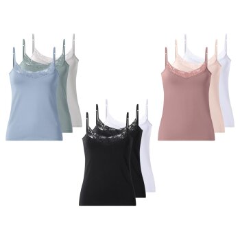 ESMARA® Damen Spaghettiträgerhemd mit Spitze, 3...