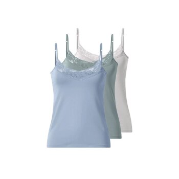 ESMARA® Damen Spaghettiträgerhemd mit Spitze, 3...