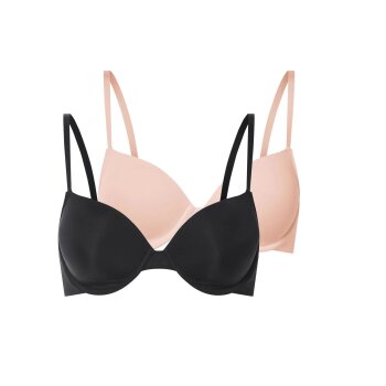 esmara® Damen-Bügel-BHs, 2 Stück, 80B, schwarz/beige - B-Ware sehr gut