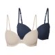 esmara® Damen Bügel-BHs, 2 Stück, mit gepaddeten Cups (navy/beige, 85b) - B-Ware neuwertig