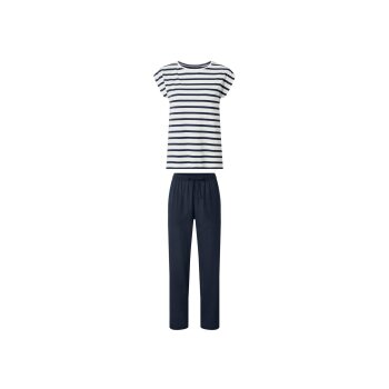 esmara® Damen-Pyjama, XS, navy/weiß - B-Ware neuwertig