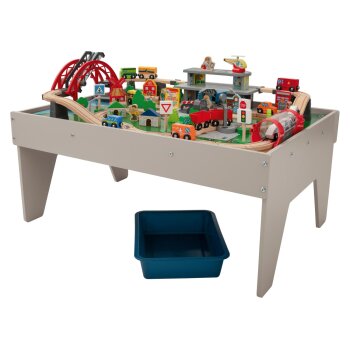 LUPILU® Holzeisenbahn Spieltisch, 100-teilig - B-Ware gut
