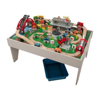 LUPILU® Holzeisenbahn Spieltisch, 100-teilig - B-Ware gut