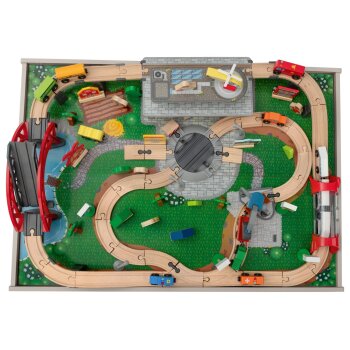 LUPILU® Holzeisenbahn Spieltisch, 100-teilig - B-Ware gut