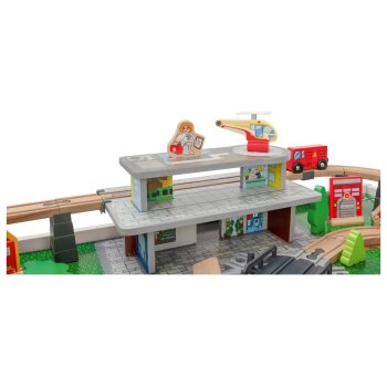LUPILU® Holzeisenbahn Spieltisch, 100-teilig - B-Ware gut